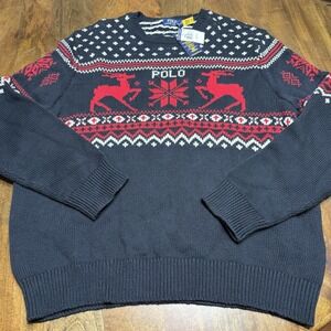 NWT Polo Ralph Lauren  COTTON/CASHMERE Fair Isle REINDEER Sweater XXL Winter